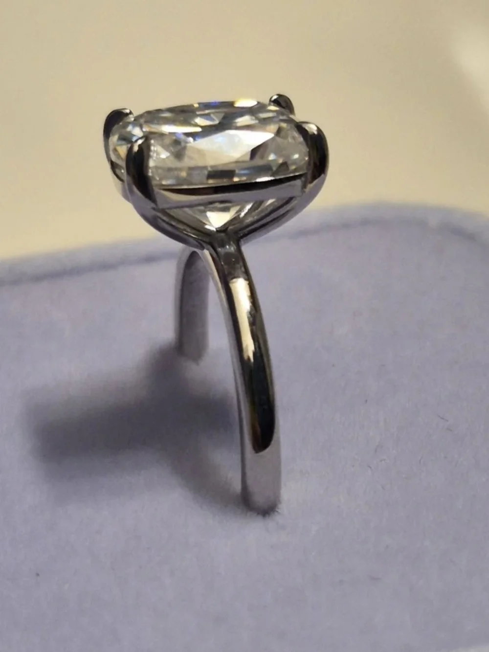VVS1 5 Carat * Cushion-Cut Moissanite Ring in Size 5.5 US *
